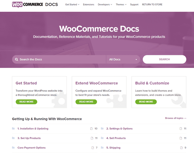 WooCommerce Docs Support